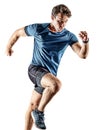 Runner running jogger jogger young man isolated white background Royalty Free Stock Photo