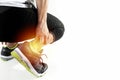 Runner sportsman holding ankle in pain with Broken twisted joint