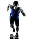 runner sprinter running sprinting athletics man silhouette isola Royalty Free Stock Photo