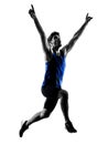 runner sprinter running sprinting athletics man silhouette isola Royalty Free Stock Photo