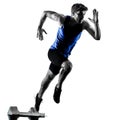 runner sprinter running sprinting athletics man silhouette isola Royalty Free Stock Photo