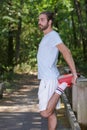 runner stretching after tranning Royalty Free Stock Photo