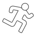 Runner thin line icon. Run vector illustration isolated on white. Athlete outline style design, designed for web and app Royalty Free Stock Photo