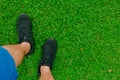 Runner trying running shoes getting ready for run Royalty Free Stock Photo