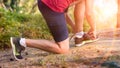 Runner tying his shoe laces Royalty Free Stock Photo