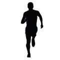 Runner vector silhouette, isolated running man