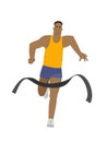 Runner winning a race marathon. Running sport vector illustration