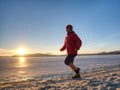 Runner woman feet running on offshore. Female fitness Royalty Free Stock Photo