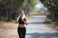 Runner - woman running outdoors training for marathon run. Royalty Free Stock Photo