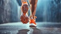 Runner's Stride: Rainy Day Determination. Generative ai Royalty Free Stock Photo