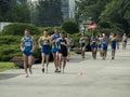 Athletes at the 20km march contest Royalty Free Stock Photo