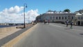 Runners barely descend from the bridge during the marathon distance. The final difficult kilometers of the long race