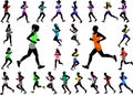 Runners in color sportswear silhouettes collection Royalty Free Stock Photo