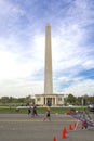 Runners compete in the Marine Corps Marathon under the George Washington Monument