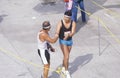 Runners crossing finish line, Los Angeles Marathon, Los Angeles, CA