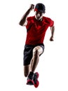 Runners joggers running jogging jumping silhouettes Royalty Free Stock Photo