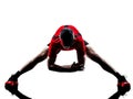 Runners joggers stretching warming up silhouettes Royalty Free Stock Photo