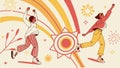 Runners in motion colorful, dynamic runners, sport action, running figures, active sport vector design Generative AI