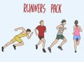Hand drawn runners pack in different poses
