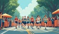 Runners in a Race with Spectators Royalty Free Stock Photo
