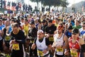 Runners at Rome-Ostia half marathon start