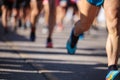 Runners running start line feet of man athletes shoes for background