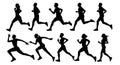 Runners silhouette collection group of people vector style for background.