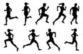 Runners in Silhouette Sprinters Joggers People Royalty Free Stock Photo