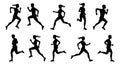 Runners in Silhouette Sprinters Joggers People Royalty Free Stock Photo