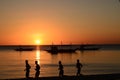 Runners silhouette at sunset. White beach. Boracay Island. Aklan. Western Visayas. Philippines Royalty Free Stock Photo
