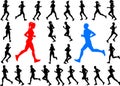 Runners silhouettes collection Royalty Free Stock Photo