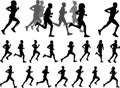 Runners silhouettes collection Royalty Free Stock Photo