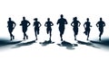 Runners silhouettes isolated on white background