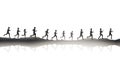 Runners silhouettes isolated on white background