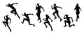 Runners silhouettes vector set isolated on white.