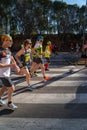 Runners warming up before the start of the granollers half marathon