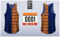 Running shirt design template, Tank top jersey mockup for athlete. Singlet jersey pattern. Royalty Free Stock Photo