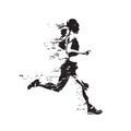 Running Woman, Abstract Isolated Vector Silhouette