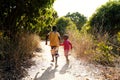 Running African Children Happy Walking Outdoors in Bamako, Mali Africa