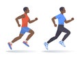 The running afroamerican man set. Flat vector illustration. Royalty Free Stock Photo