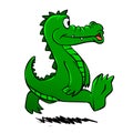 Running alligator . funny alligator . cartoon alligator Royalty Free Stock Photo