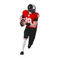 Running american football player in red jersey