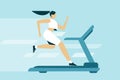 Woman running on the treadmill. Concept illustration for healthy lifestyle