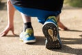running athlete feet of running shoes Royalty Free Stock Photo