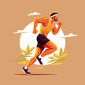 Running athlete, outdoor sports activities, stylish flat illustration