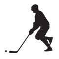 Running ball hockey player, summer hockey Royalty Free Stock Photo