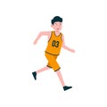 Running basketball player sportman cartoon character vector illustration design