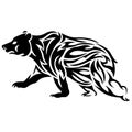 Running bear drawn by various lines in the Celtic style. Tattoo, animal logo, fashion design, emblem, sticker, album, paper Royalty Free Stock Photo