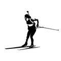 Running biathlon athlete, abstract silhouette