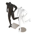 Running black male and white female mannequin. 3D rendering on isolated background Royalty Free Stock Photo